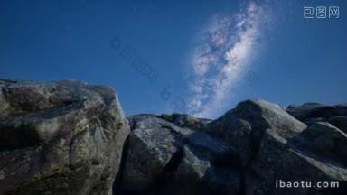 星光摄影在砂岩峡谷的墙壁上的<strong>星星</strong>轨迹